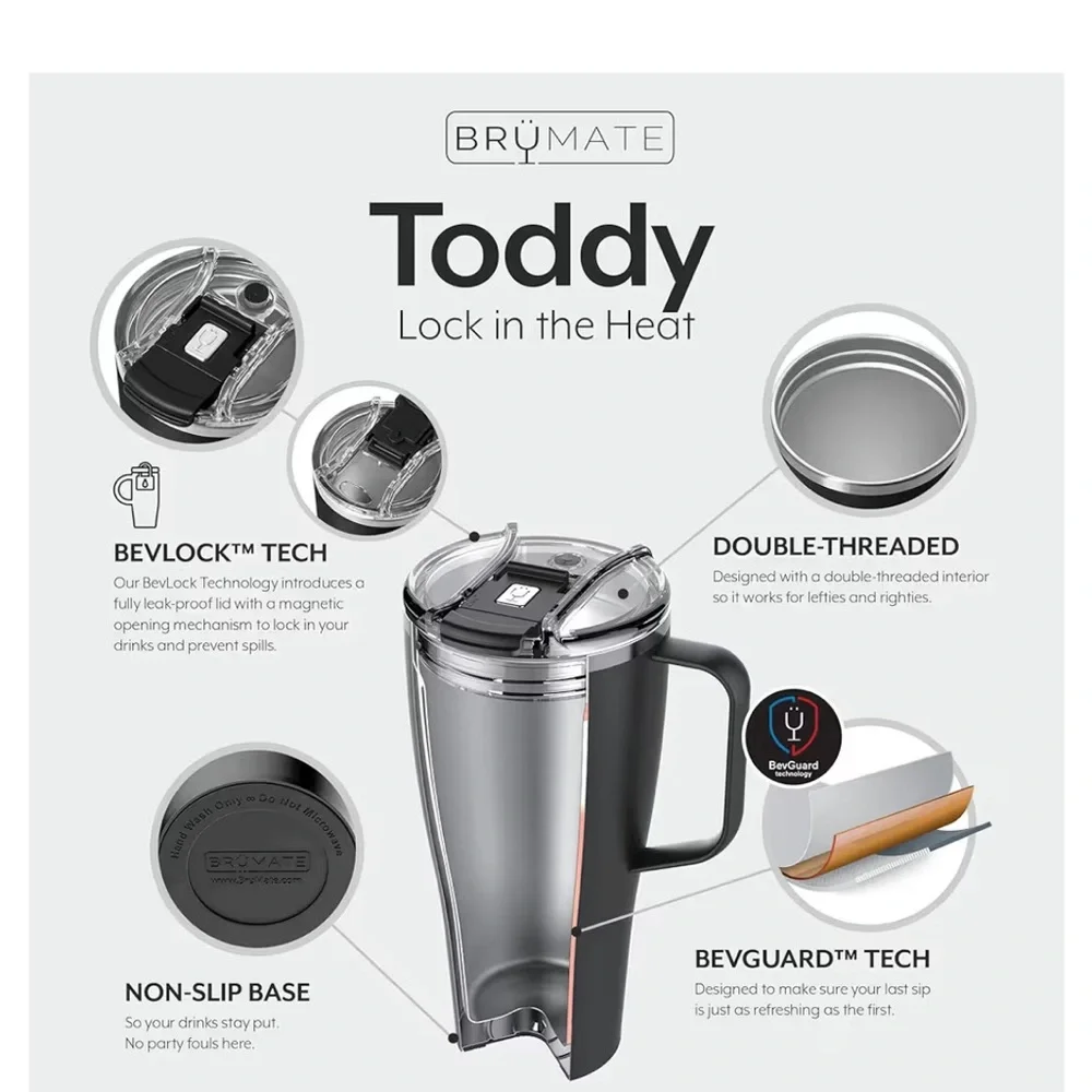BrüMate Toddy XL 32oz 100% Leak-Proof White Insulated Tumbler - Picture 8 of 10